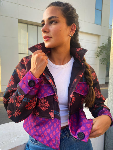 Baroque Bomber Jacket Chocolate Brown - PALMA