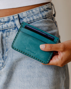 Genuine Palm Card Holder Turquoise