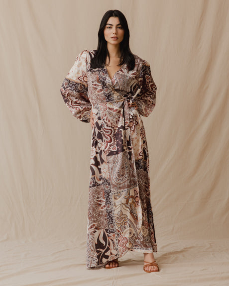 Patchwork Floral Wrap Dress Light - PALMA