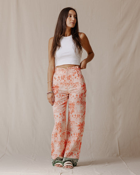 Coast Palm Linen Pants Red - PALMA