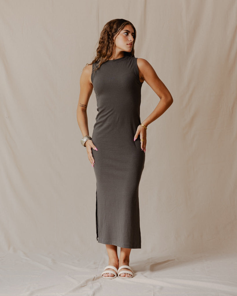 Amelia Ribbed Dress Olive