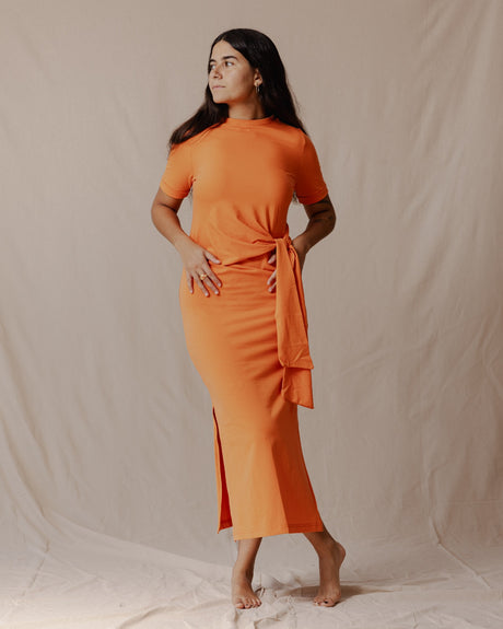 Vibrant Cotton Dress Orange