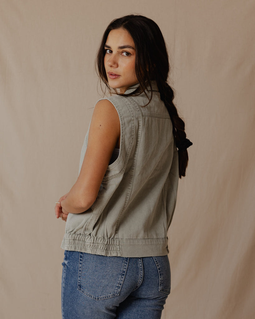 Denim Vest Olive