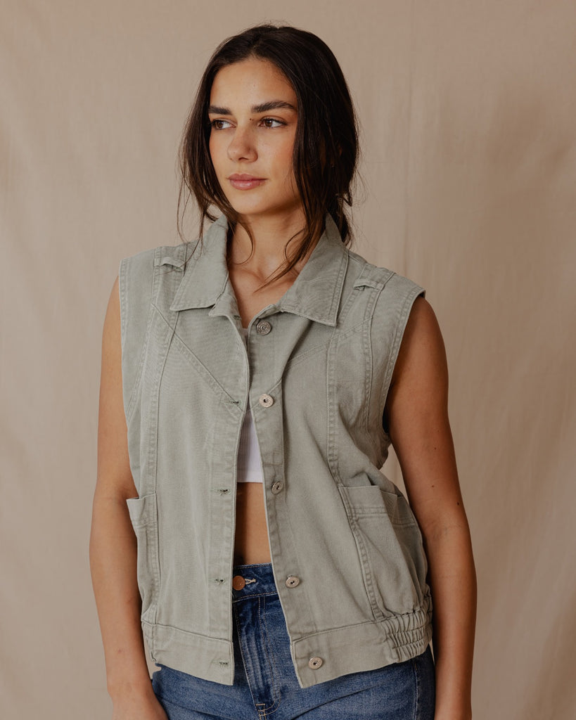 Denim Vest Olive