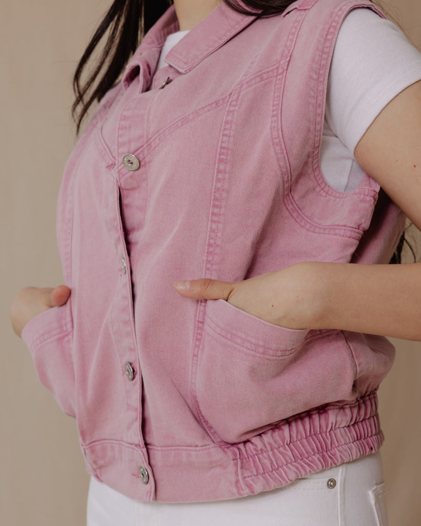 Denim Vest Pink 
