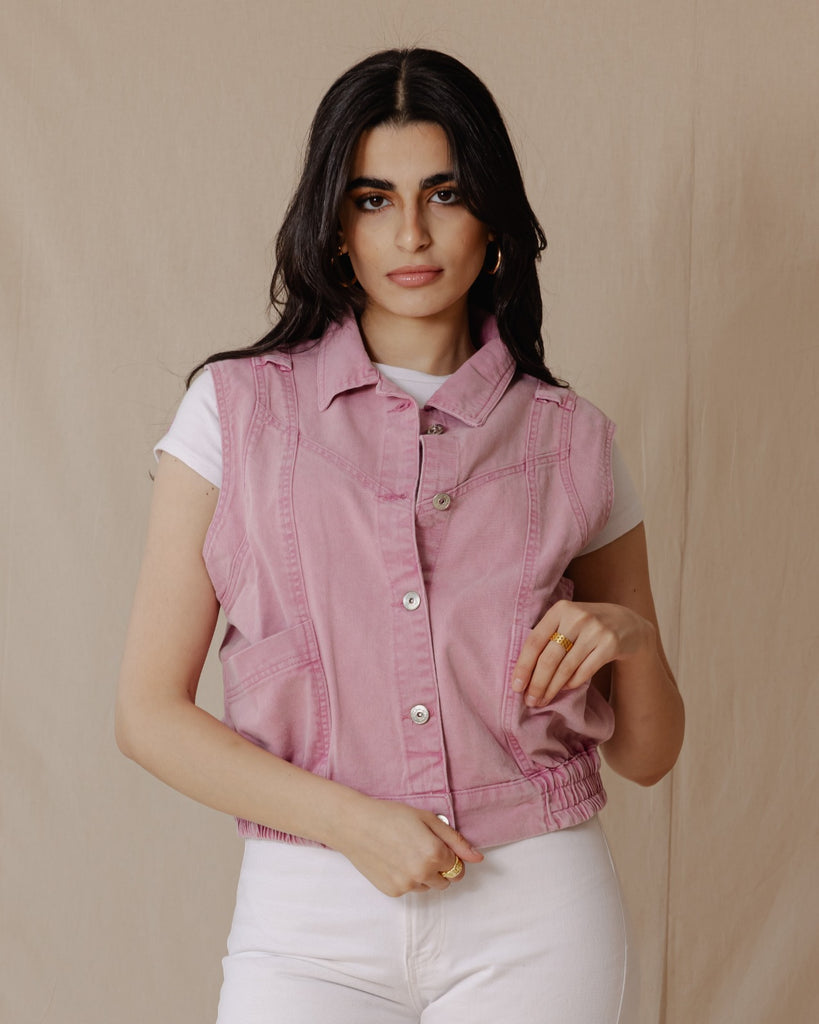Denim Vest Pink 