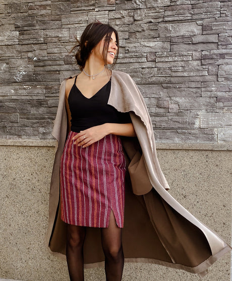 Burgundy Grace Knee Length Skirt - PALMA