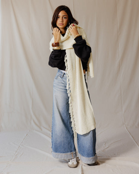 Handmade Allover Fringe Scarf Butter Yellow - PALMA