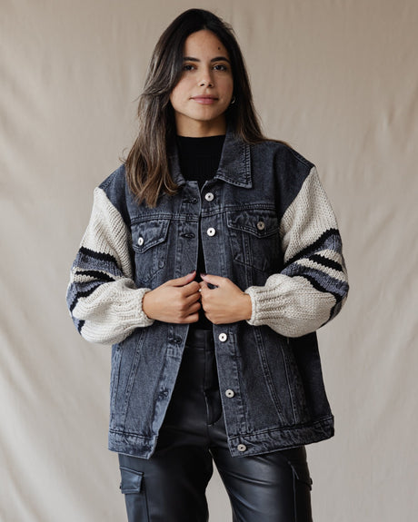 Ace Trico X Denim Jacket Black - PALMA