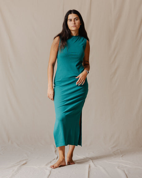 Amelia Ribbed Dress Teal - PALMA