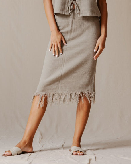 Fringed Boho Skirt Olive - PALMA