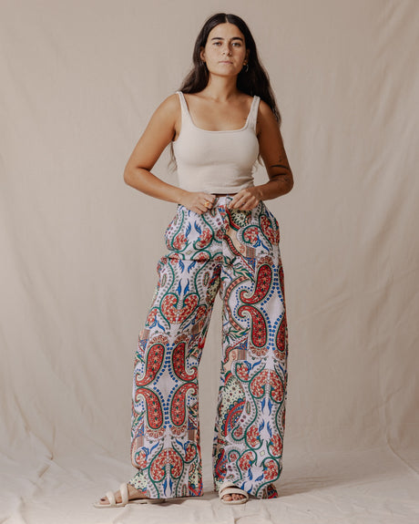 Bohemian Paisley Linen Pants - PALMA