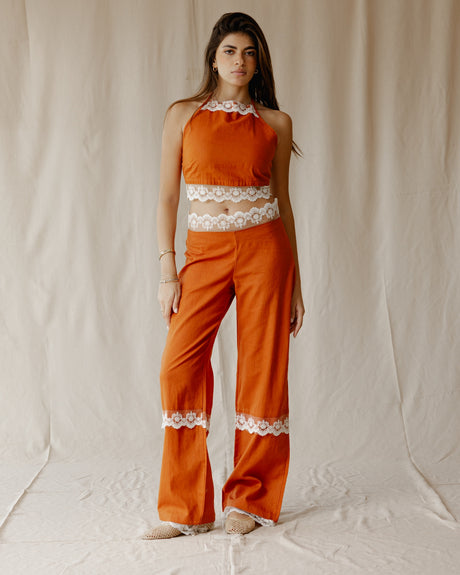 Bloom Linen Set In Orange - PALMA