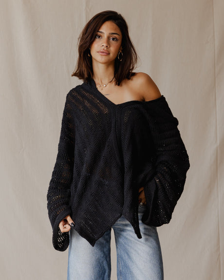 Handmade Trico Hoodie Black - PALMA