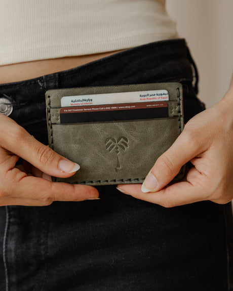 Genuine Palm Card Holder Light Olive - PALMA