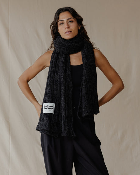 The Textured Black Scarf - PALMA