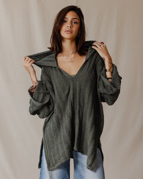 Handmade Trico Hoodie Olive - PALMA