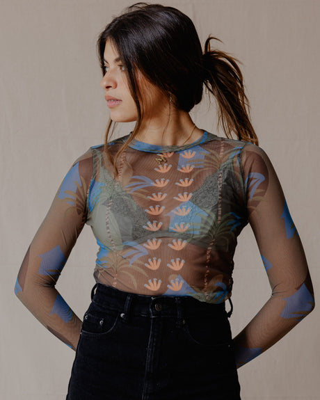 Palms In Olive Mesh Top - PALMA