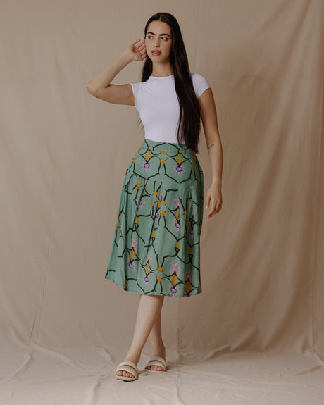 Lilly Of The Valley Midi Skirt Mint Green - PALMA