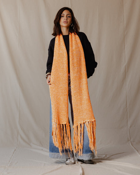 Handmade Edge Fringe Scarf Orange - PALMA