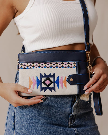 Tribal Tapestry Purse In Beige - PALMA