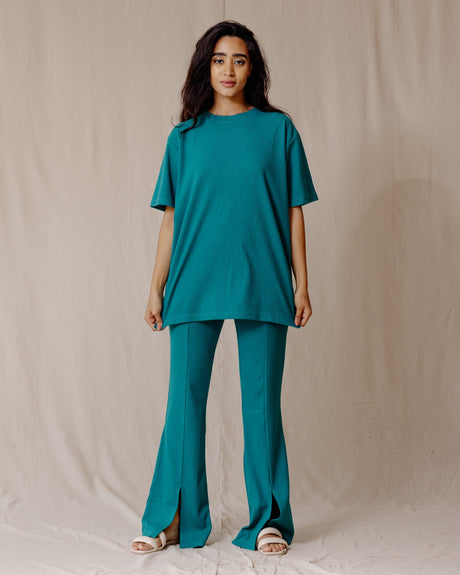 Mila Ribbed Set Teal - PALMA
