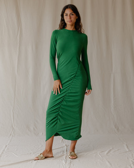 Ruched Dress In Green - PALMA