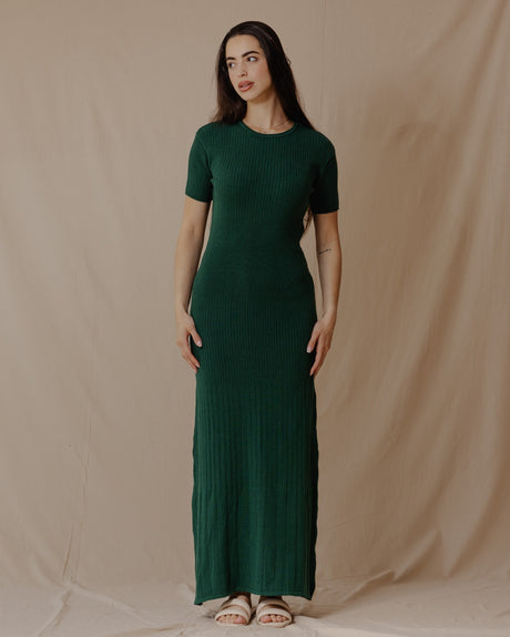 Short Sleeved Knit Dress Olive - PALMA