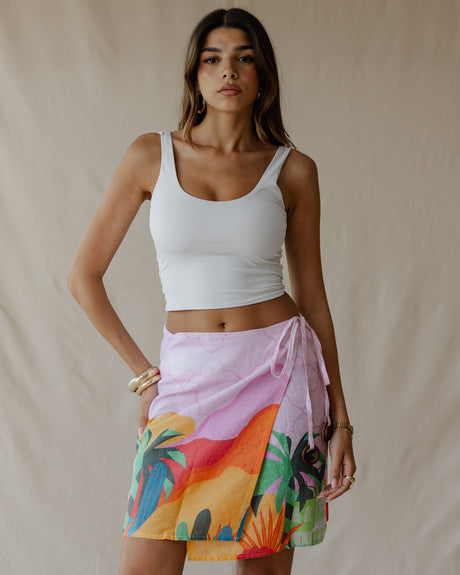 Pink Sunset Oasis Linen Skirt - PALMA