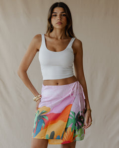 Pink Sunset Oasis Linen Skirt