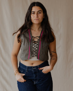 Twisted And Woven Vest Olive
