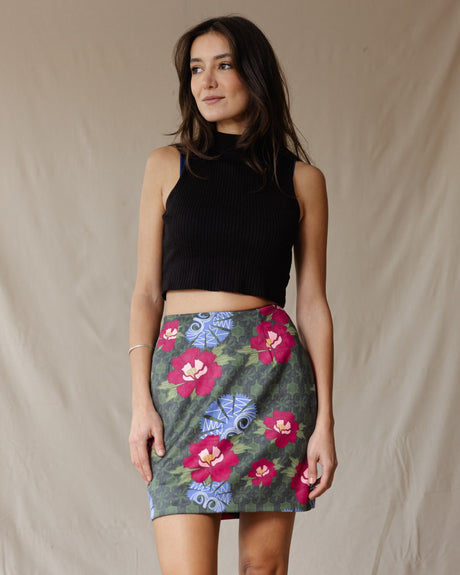 Floral Mosaic Suede Skirt - PALMA