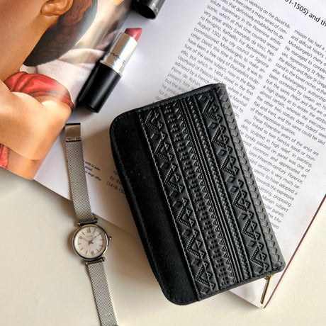 Engraved Boho Wallet Black - PALMA