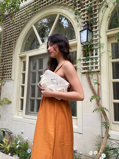 Gaia Macrame Clutch Off-White - PALMA